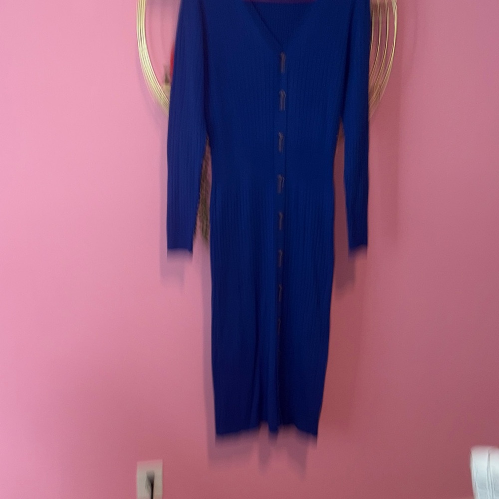 Elegant Long Sleeve Blue Dress